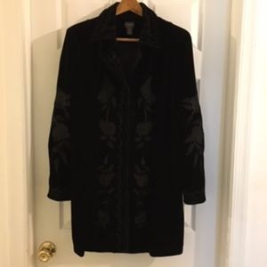 Chico's Travelers Black Velvet Jacket Coat